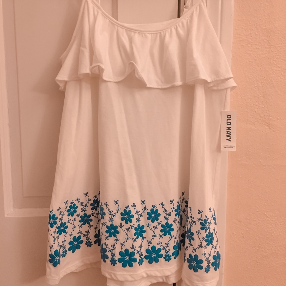 white tank top with blue flowers (old navy)